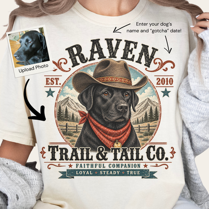 Personalized Dog Shirt, Custom Pet Portrait Western Cowboy Dog Tee, Dog Lover Gift