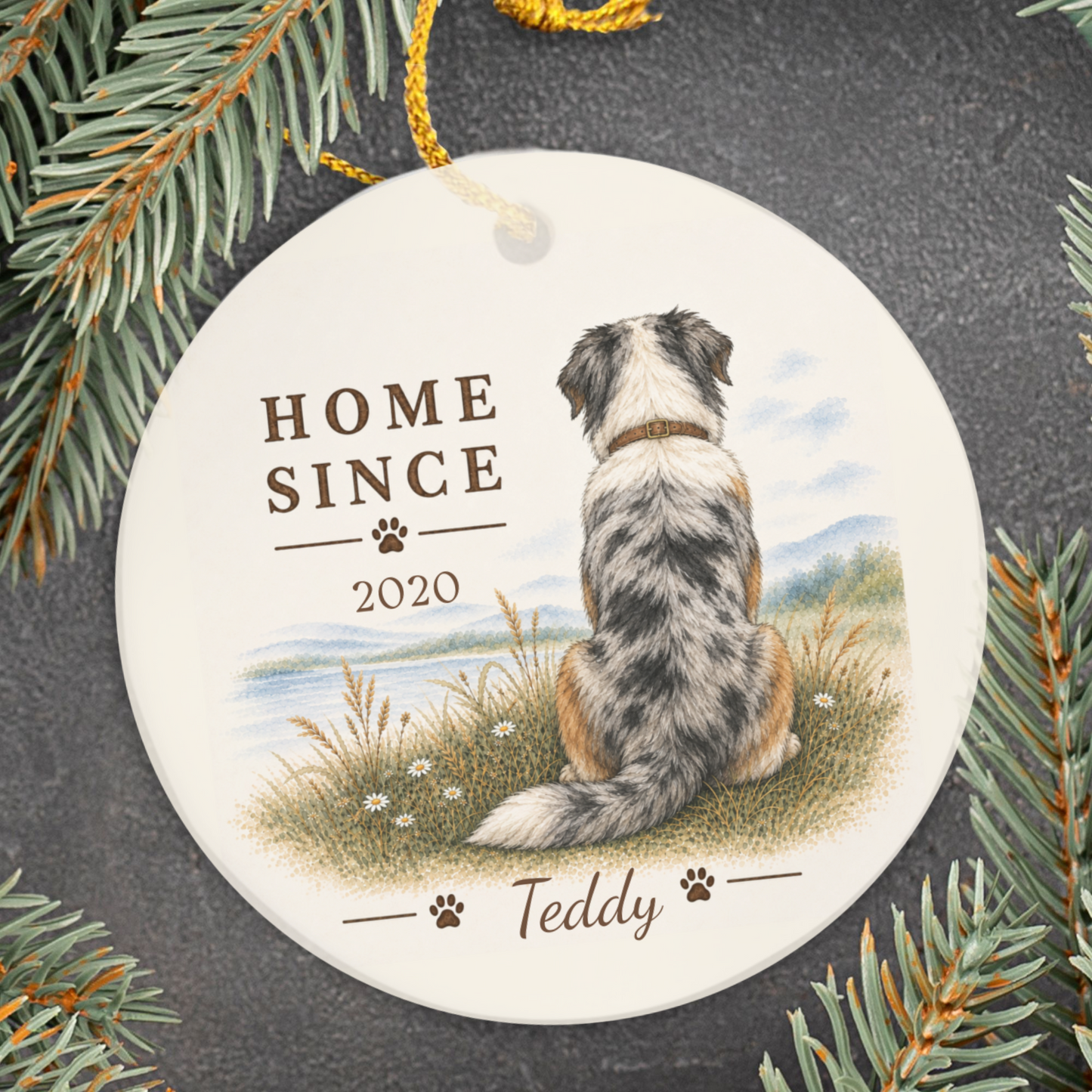 Personalized Australian Shepherd Ornament, Double Sided Aussie Gotcha Day Gift, Custom Dog Keepsake