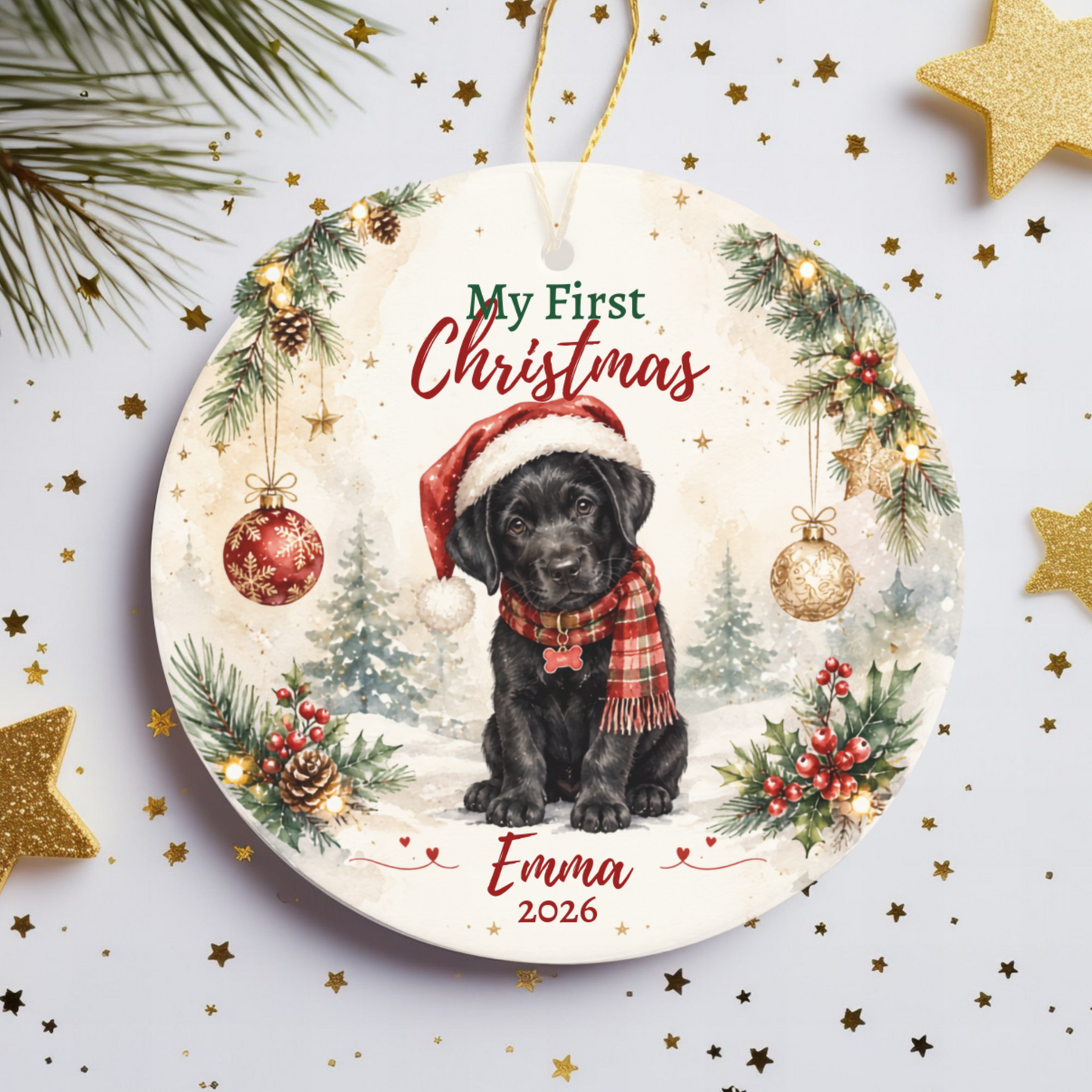 Personalized Puppy First Christmas Ornament, Custom Dog Keepsake Gift