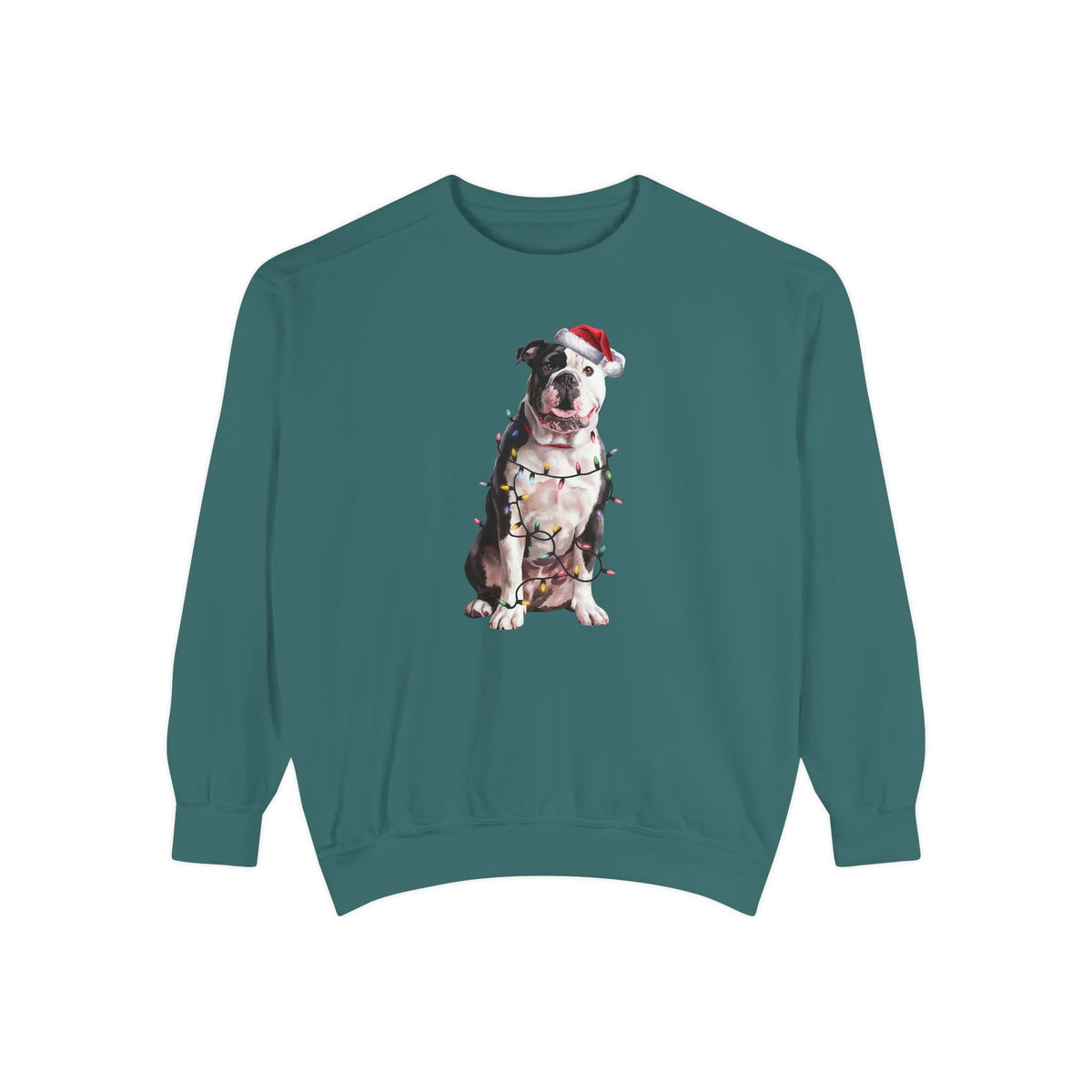 Christmas American Bulldog Sweatshirt, Christmas Lights Dog
