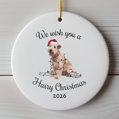 Christmas Soft Coated Wheaten Terrier Ornament, Christmas Lights Dog Keepsake