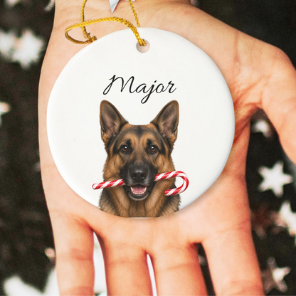 Personalized German Shepherd Ornament, Custom Dog Name Christmas Ornament, GSD Gift, Dog Lover Gift