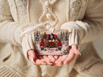Personalized Tricolor Cavalier Red Truck Ornament