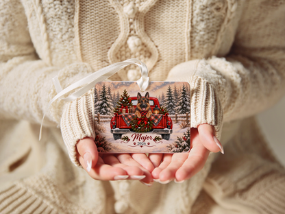 Personalized German Shepherd Red Truck Ornament