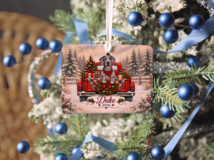 Personalized Great Dane Red Truck Ornament