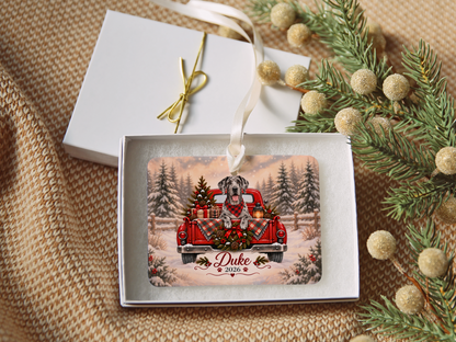 Personalized Great Dane Red Truck Ornament