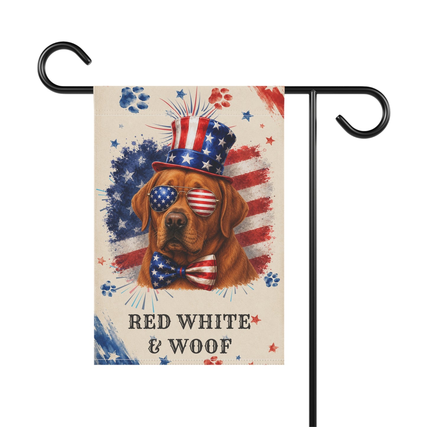 Patriotic Fox Red Lab Garden Flag