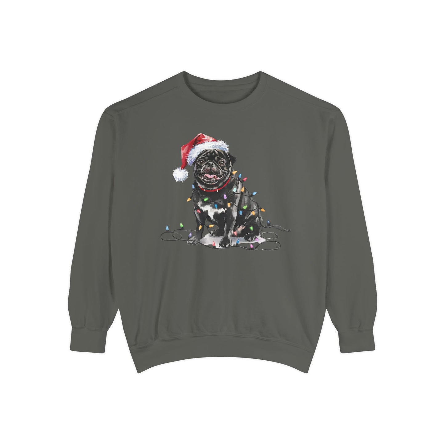 Christmas Pug Sweatshirt, Christmas Lights Dog Sweatshirt, Christmas Dog, Pug Mom Sweatshirt, Gift for Dog Lover, Pug