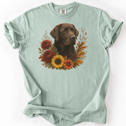 Chocolate Labrador Autumn Floral Shirt