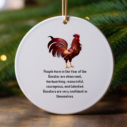 Chinese Zodiac Rooster Ornament, Year of the Rooster Horoscope Gift for Lunar New Year