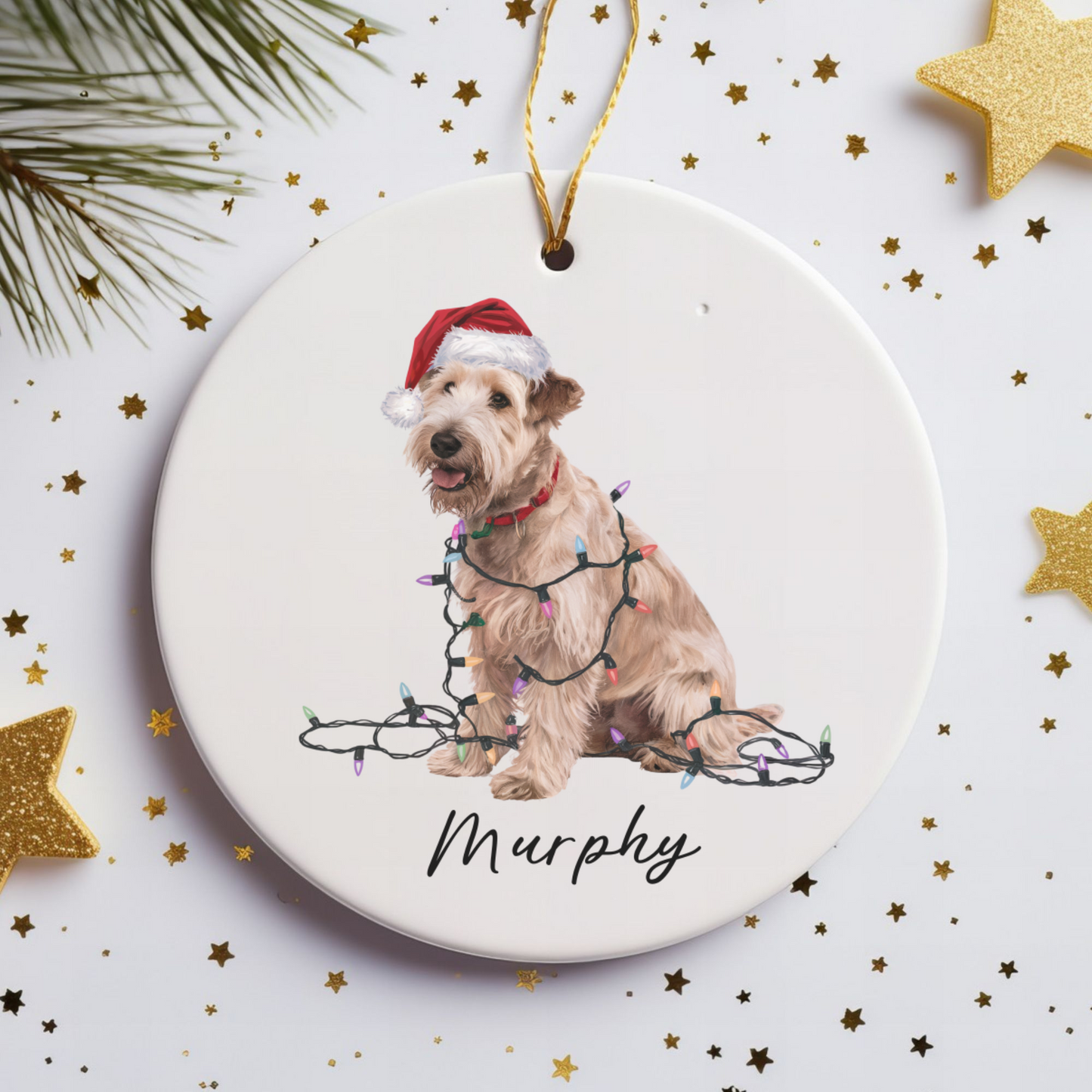 Soft Coated Wheaten Terrier Ornament, Personalized Christmas Decor