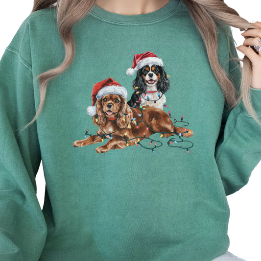 Cavalier King Charles Spaniels Christmas Lights Sweatshirt