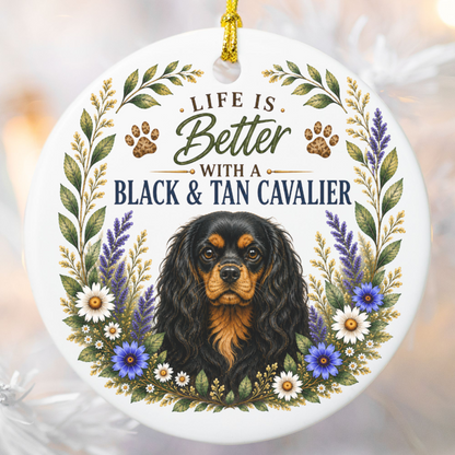Black and Tan Cavalier Ornament, Cavalier King Charles Spaniel Gift, Dog Lover Keepsake