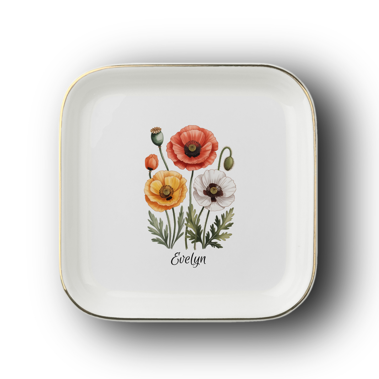 Personalized Birth Flower Jewelry Dish