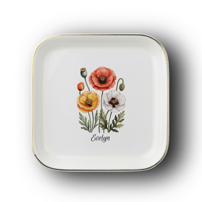 Personalized Birth Flower Jewelry Dish