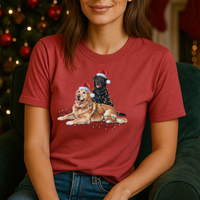 Load image into Gallery viewer, Festive Holiday Christmas Dog Shirt, Santa Hat Labrador Tee, Labrador Golden Retriever Shirt, Christmas Gift for Dog Lovers
