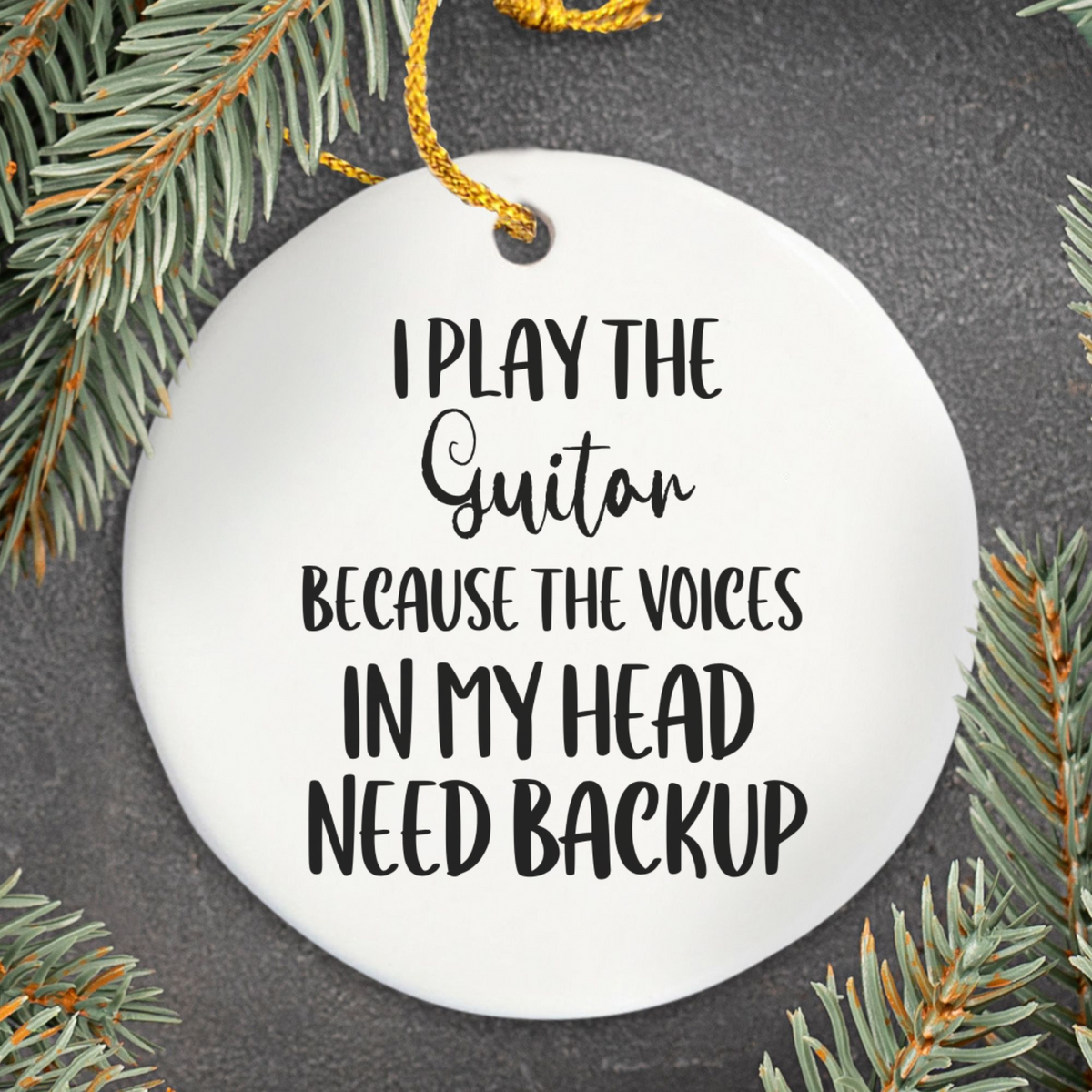 Guitar Ornament, Ceramic Music Lover Gift