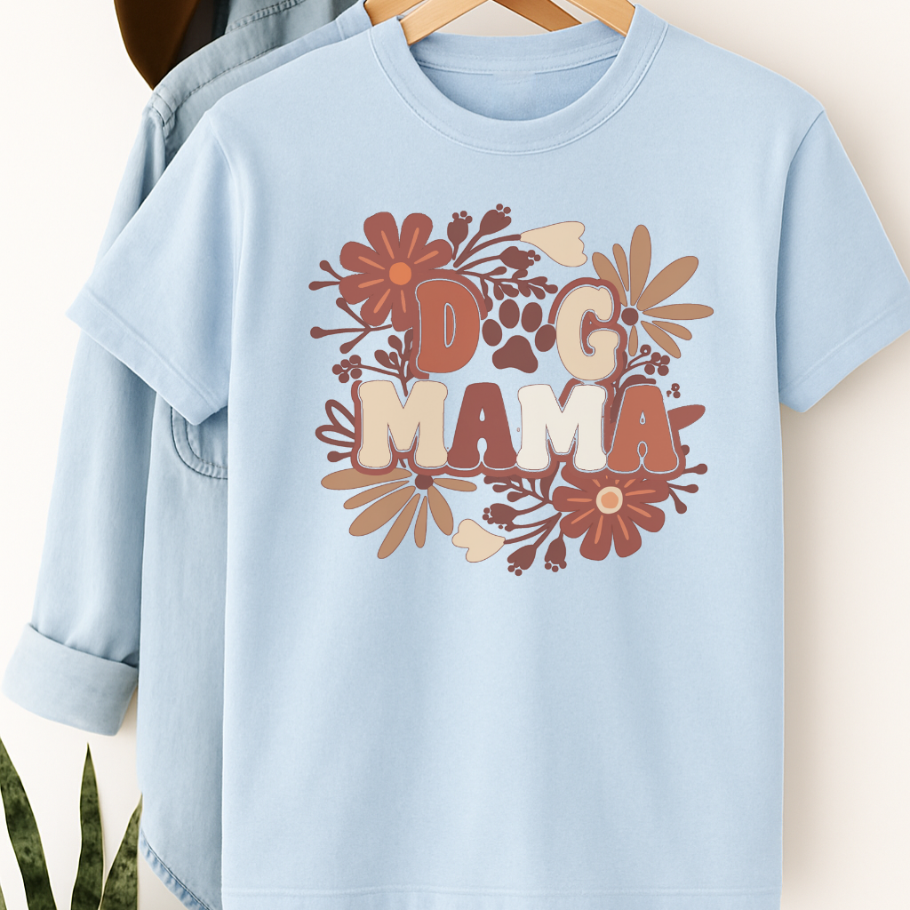 Retro Dog Mama T-Shirt – Cute Floral Pet Lover Tee for Women Who Adore Their Pup