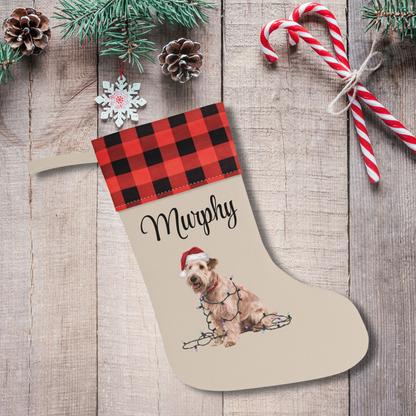 Personalized Soft Coated Wheaten Terrier Christmas Stocking, Holiday Decor Gift for Pet Lovers