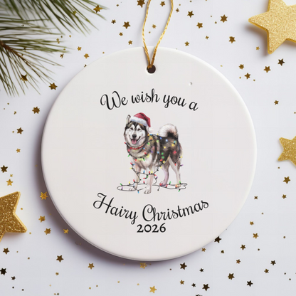 Christmas Alaskan Malamute Ornament, Christmas Lights Dog Keepsake, Christmas Dog, Alaskan Malamute Mom, Gift For Dog Lover