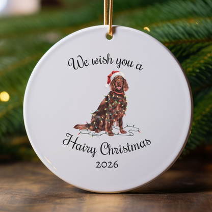 Christmas Irish Setter Ornament, Christmas Lights Dog Keepsake