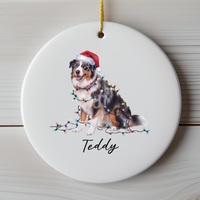 Load image into Gallery viewer, Personalized Australian Shepherd Christmas Lights Ornament
