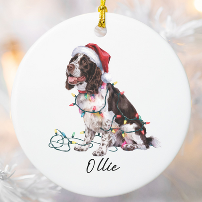 Personalized Brown Springer Spaniel Ornament, Christmas Dog Ornament