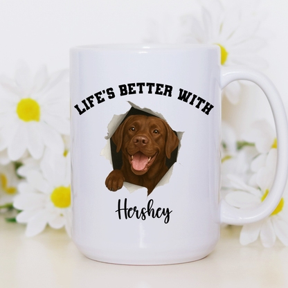 Personalized Chocolate Lab Life’s Better With My Dog Mug