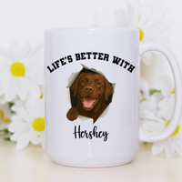 Load image into Gallery viewer, Personalized Chocolate Lab Life’s Better With My Dog Mug
