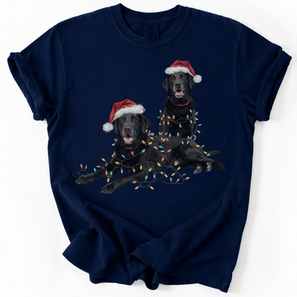Festive Holiday Christmas Dog Shirt, Santa Hat Labrador Tee, Holiday Lights Dog Lovers Shirt, Christmas Gift for Dog Mom