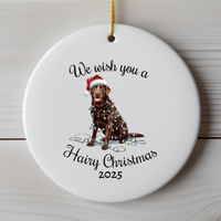 Load image into Gallery viewer, Christmas Chocolate Labrador Ornament, Christmas Lights Dog Keepsake

