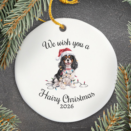 Tri-color Cavalier King Charles Spaniel Ornament, Funny Dog Lover Gift, Pet Holiday