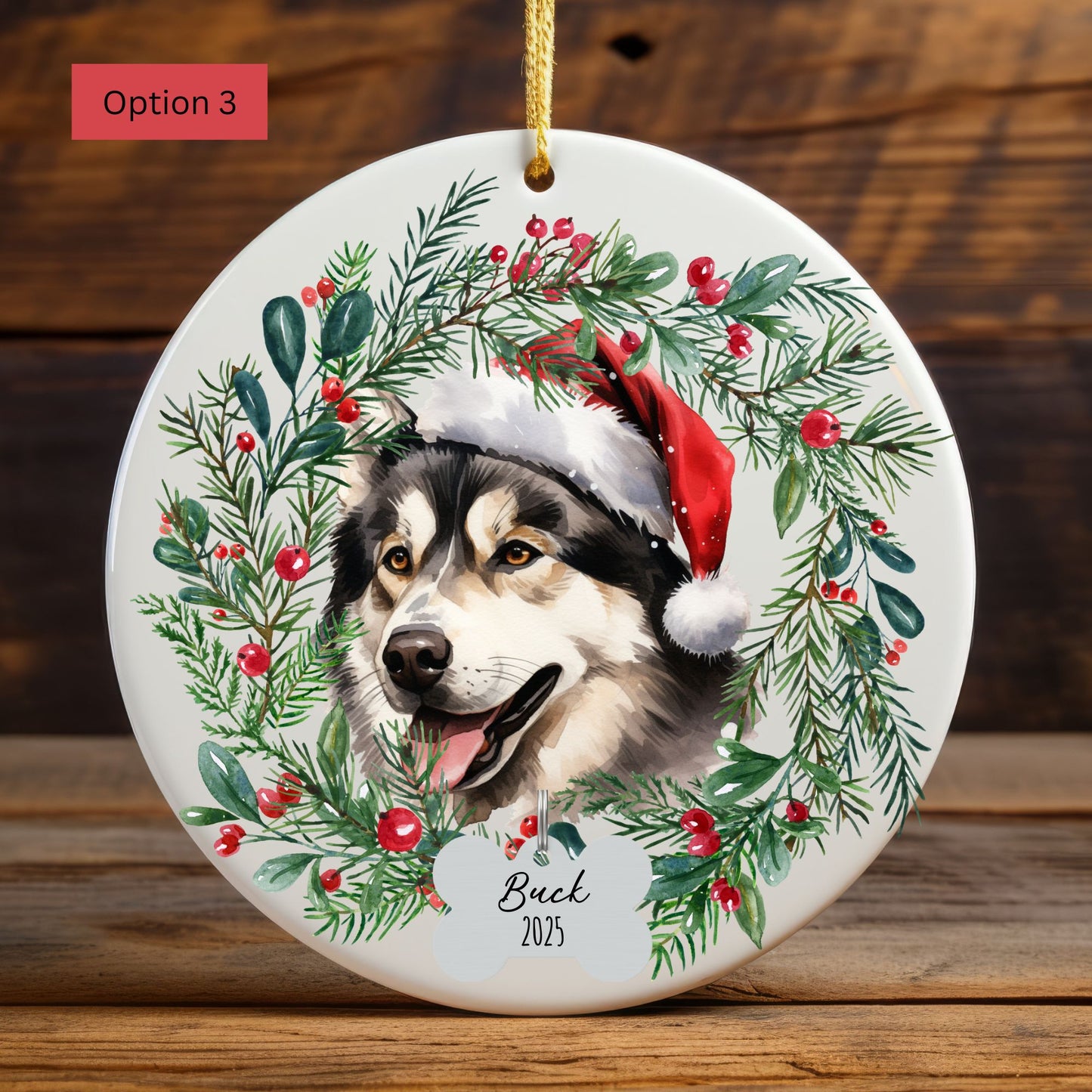 Personalized Siberian Husky Christmas Ornament