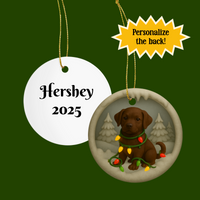 Load image into Gallery viewer, Chocolate Lab Christmas Ornament, Personalized
