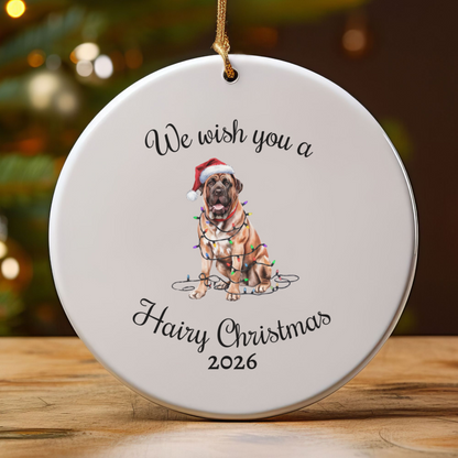 Christmas Mastiff Ornament, Christmas Lights Dog Keepsake