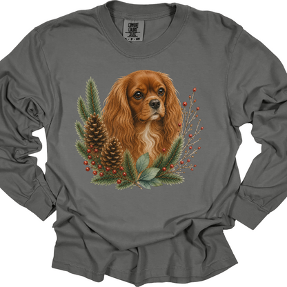 Ruby Cavalier Christmas Long Sleeve Shirt, Cavalier King Charles Spaniel Holiday Dog Mom Gift