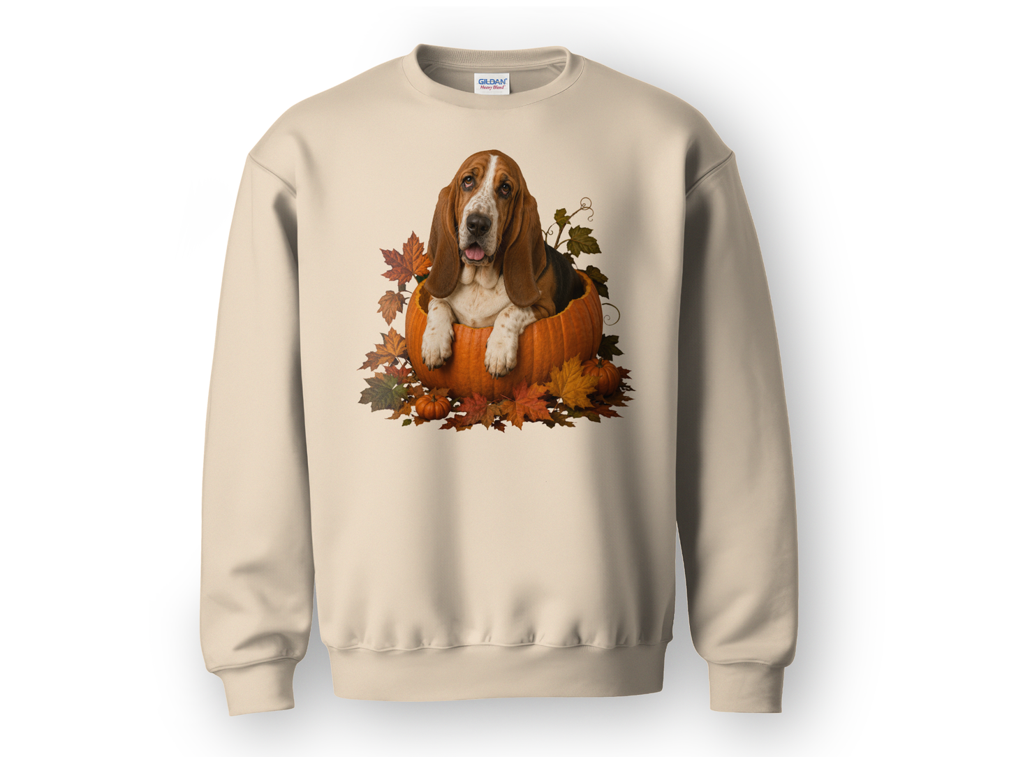 Basset Hound Pumpkin Sweatshirt Fall Dog Lover Autumn Puppy Crewneck Cozy Gift Pullover Apparel