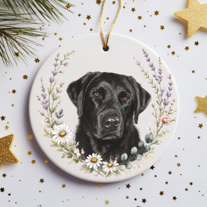 Personalized Pet Memorial Ornament, Custom Wildflower Dog Photo Hardest Goodbye Keepsake