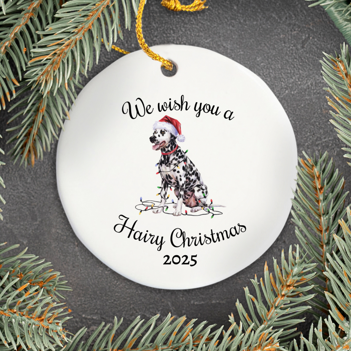 Christmas Dalmatian Ornament, Christmas Lights Dog Keepsake