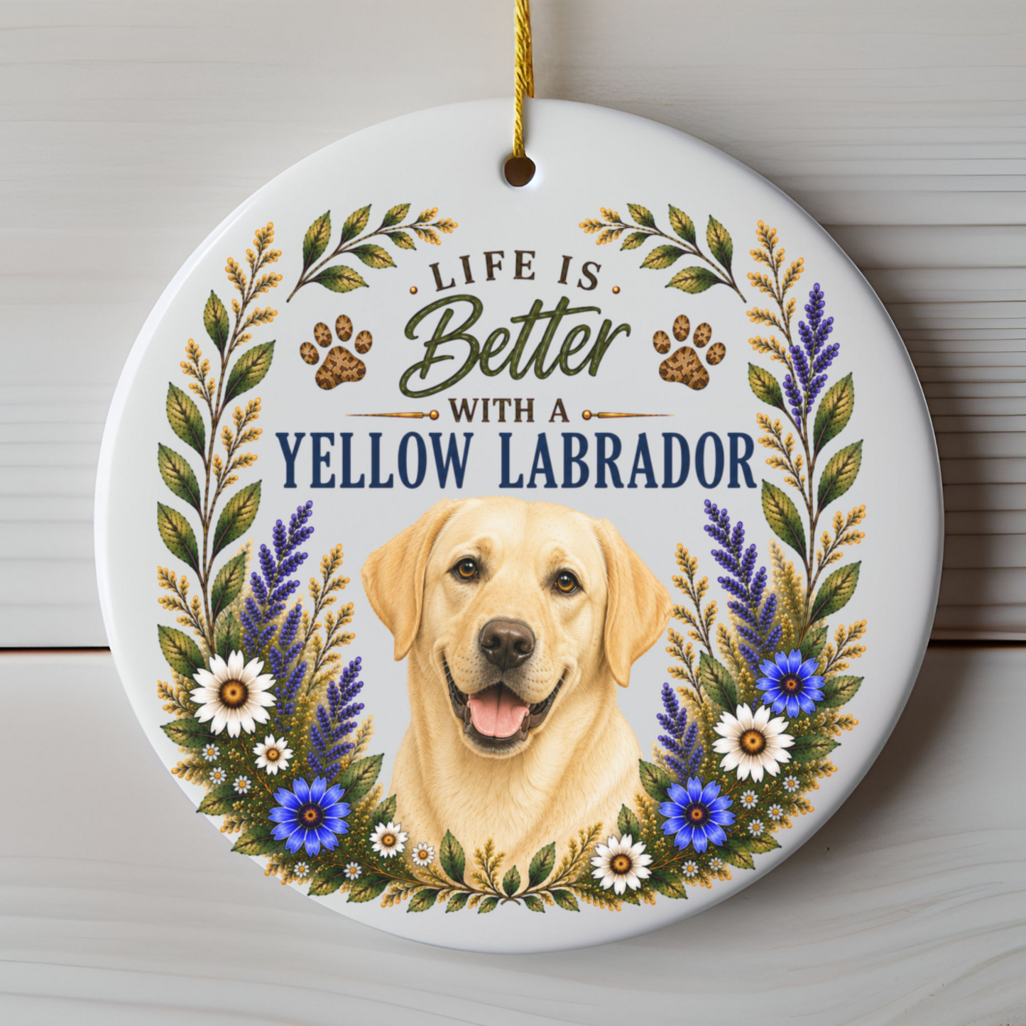 Yellow Lab Ornament - Life Is Better