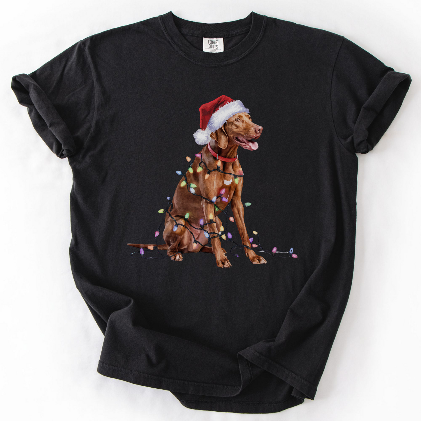 Vizsla Christmas Lights Shirt, Festive Holiday Tee for Bird Dog Lovers