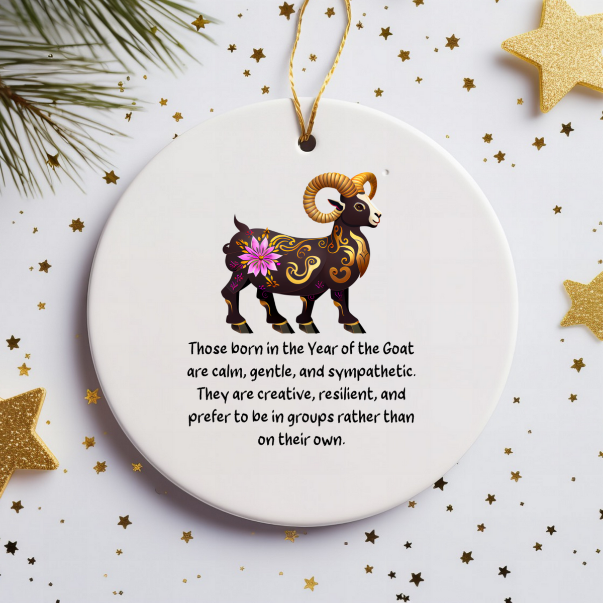 Chinese Zodiac Goat Ornament, Year of the Goat Horoscope Gift for Lunar New Year