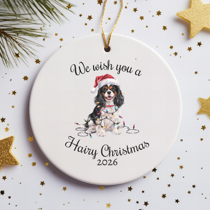 Tri-color Cavalier King Charles Spaniel Ornament, Funny Dog Lover Gift, Pet Holiday