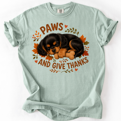 Black and Tan Cavalier Thanksgiving Shirt, Paws Give Thanks Tee, Fall Dog Lover Gift