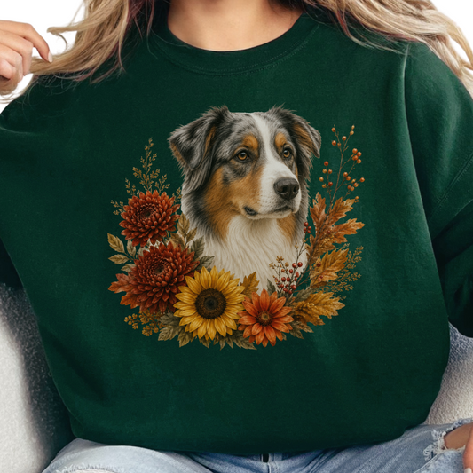 Australian Shepherd Autumn Floral Sweatshirt