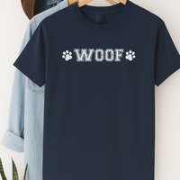 Load image into Gallery viewer, WOOF Dog Lover T-Shirt – Cute Minimalist Paw Print Tee for Pet Parents &amp; Dog Enthusiasts
