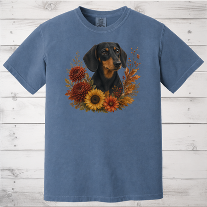 Black and Tan Dachshund Autumn Floral Shirt