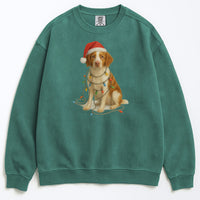 Load image into Gallery viewer, Brittany Spaniel Christmas Gift, Dog Lover Holiday Sweatshirt, Cozy Winter Apparel, Festive Puppy Design, Santa Hat Sweater
