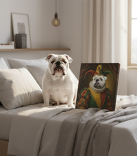 Load image into Gallery viewer, Personalized Jester Dog Portrait, Funny Custom Pet Art Canvas
