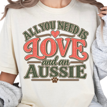Australian Shepherd Shirt, Aussie Mom Gift, All You Need Is Love Dog Tee